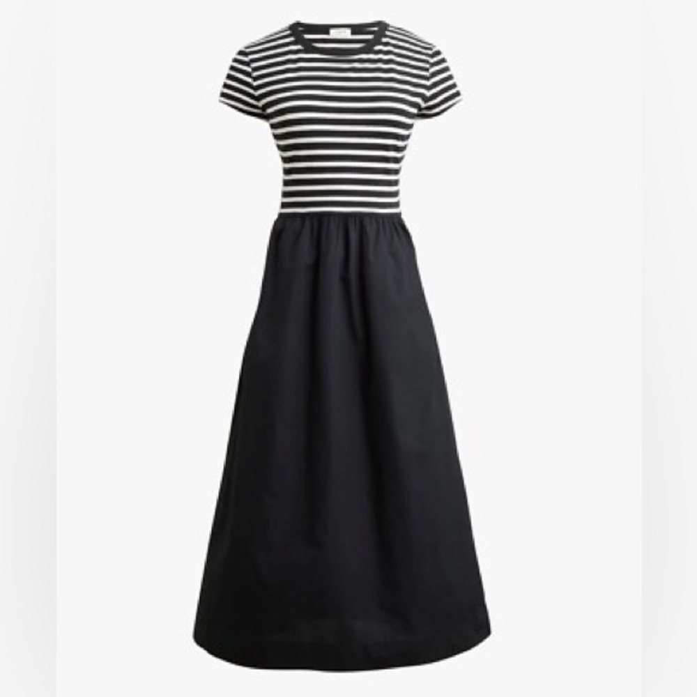 NWT - GAP – Short-Sleeve Knit Mixy Dress – Black White Stripe – XS